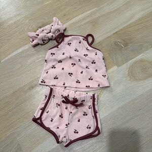 Baby new never worn 3 piece terry cherry set